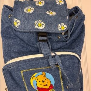 Disney Winnie the Pooh Denim Backpack Bee Friendly Daisy Print vintage